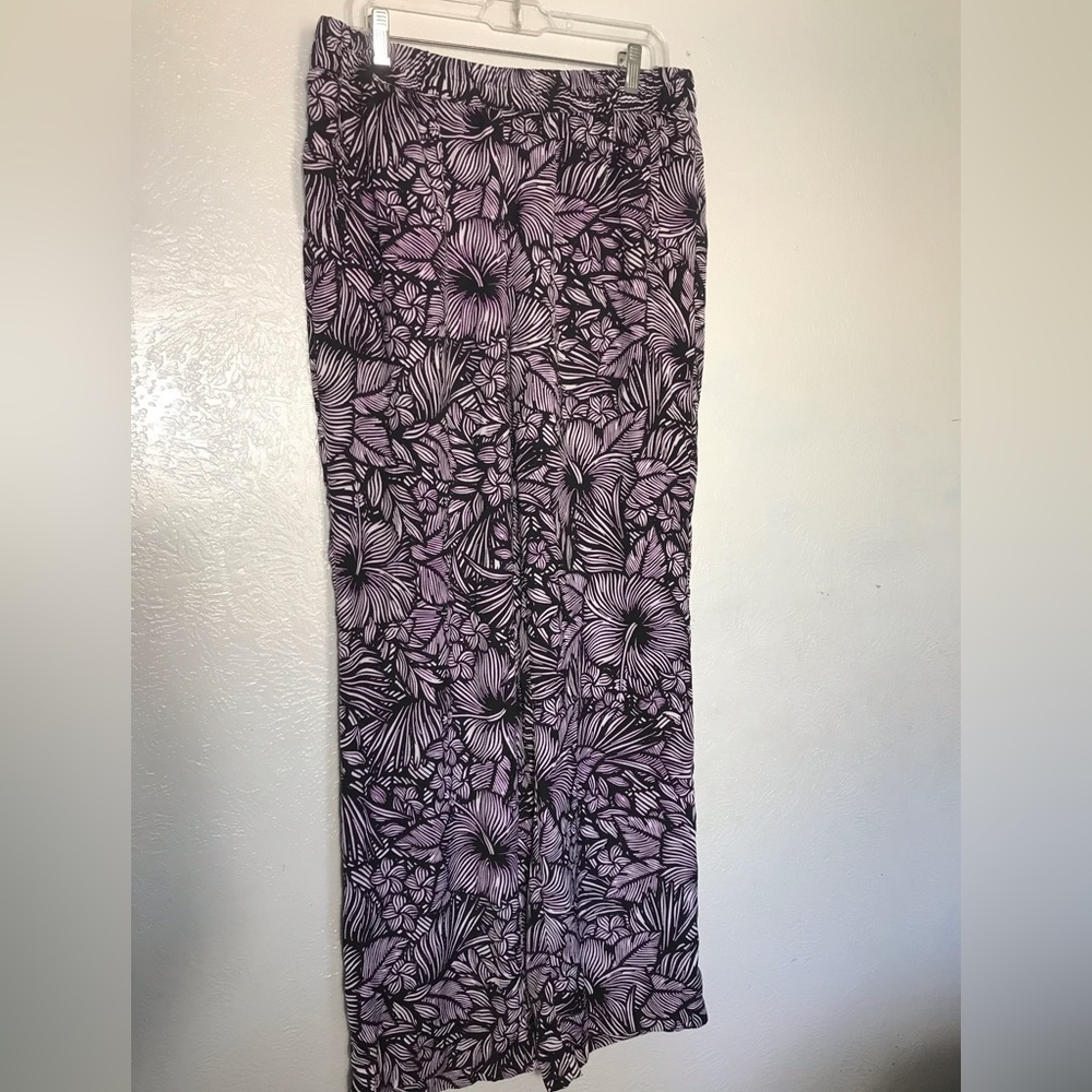 Worthington elastic floral print pant L
